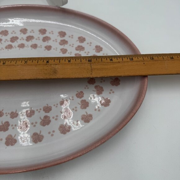 FALLING LEAVES by Denby Small Platter Oval 12.75" made in England Stoneware pink - Picture 8 of 10